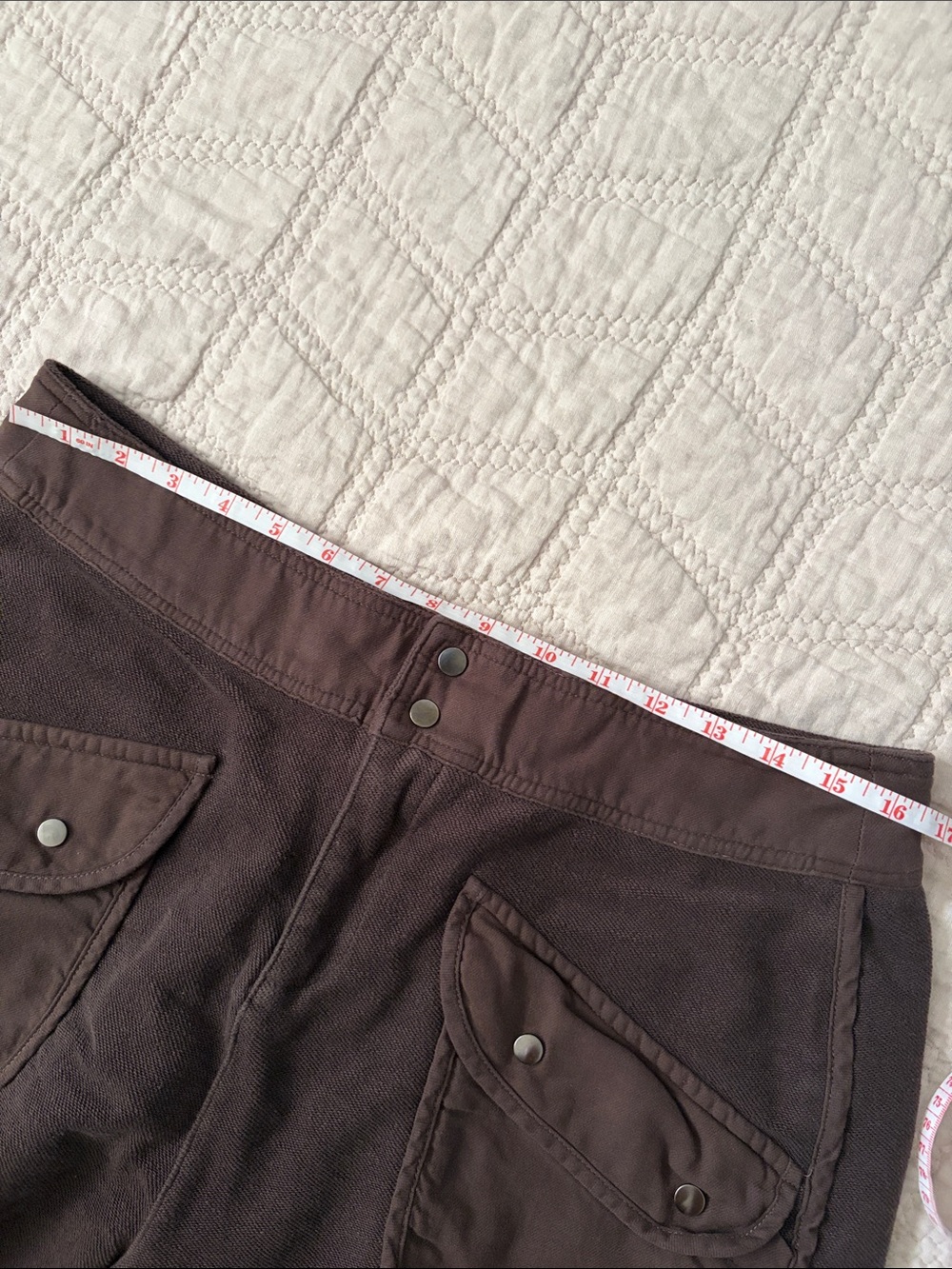 BiBi Brown Barrel Cargo Pants with Flap Pockets - Washed Terry Fabric- sz Large - Picture 8 of 14